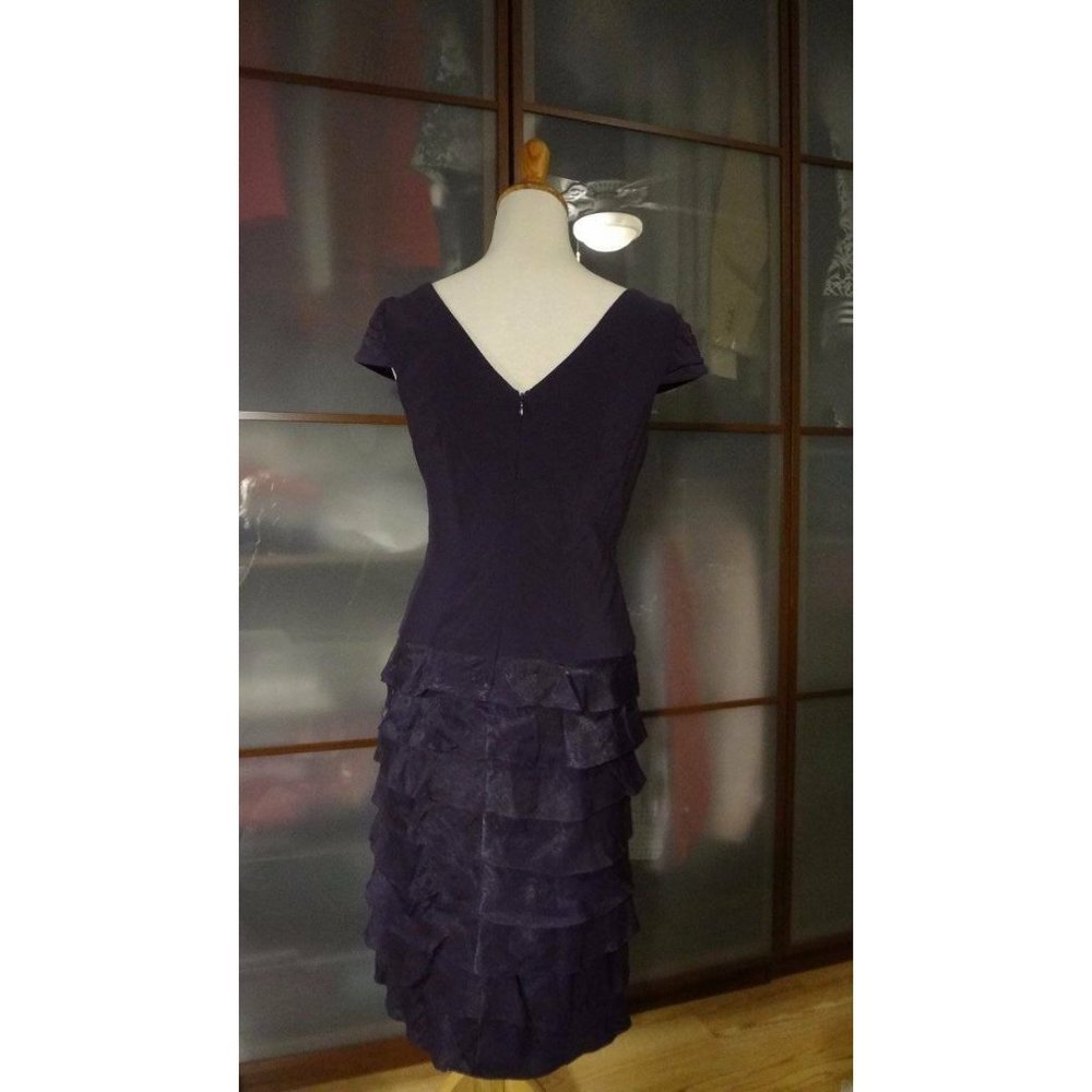 Adrianna Papell Purple Jersey Taffeta Shutter Pleat Dress 8 NEW - Picture 10 of 10